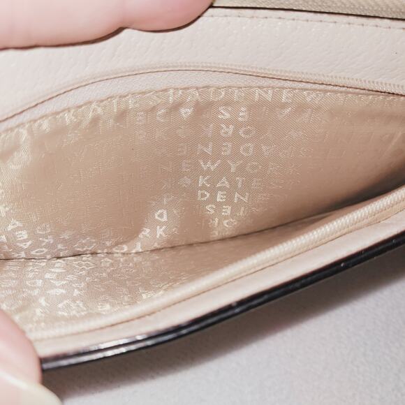 Kate Spade white leather fold over zipper wallet wristlet - Picture 6 of 9